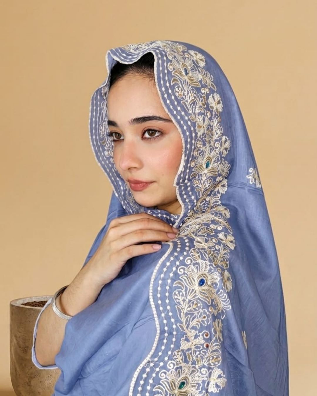 Londoni Shella Statement Border Embroidered Cotton Dupatta Set (9 Pcs / 9 Colors)