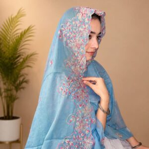 Londoni Shella All-Over Butti Embroidered Malmal Dupatta Set (9 Pcs / 9 Colors)