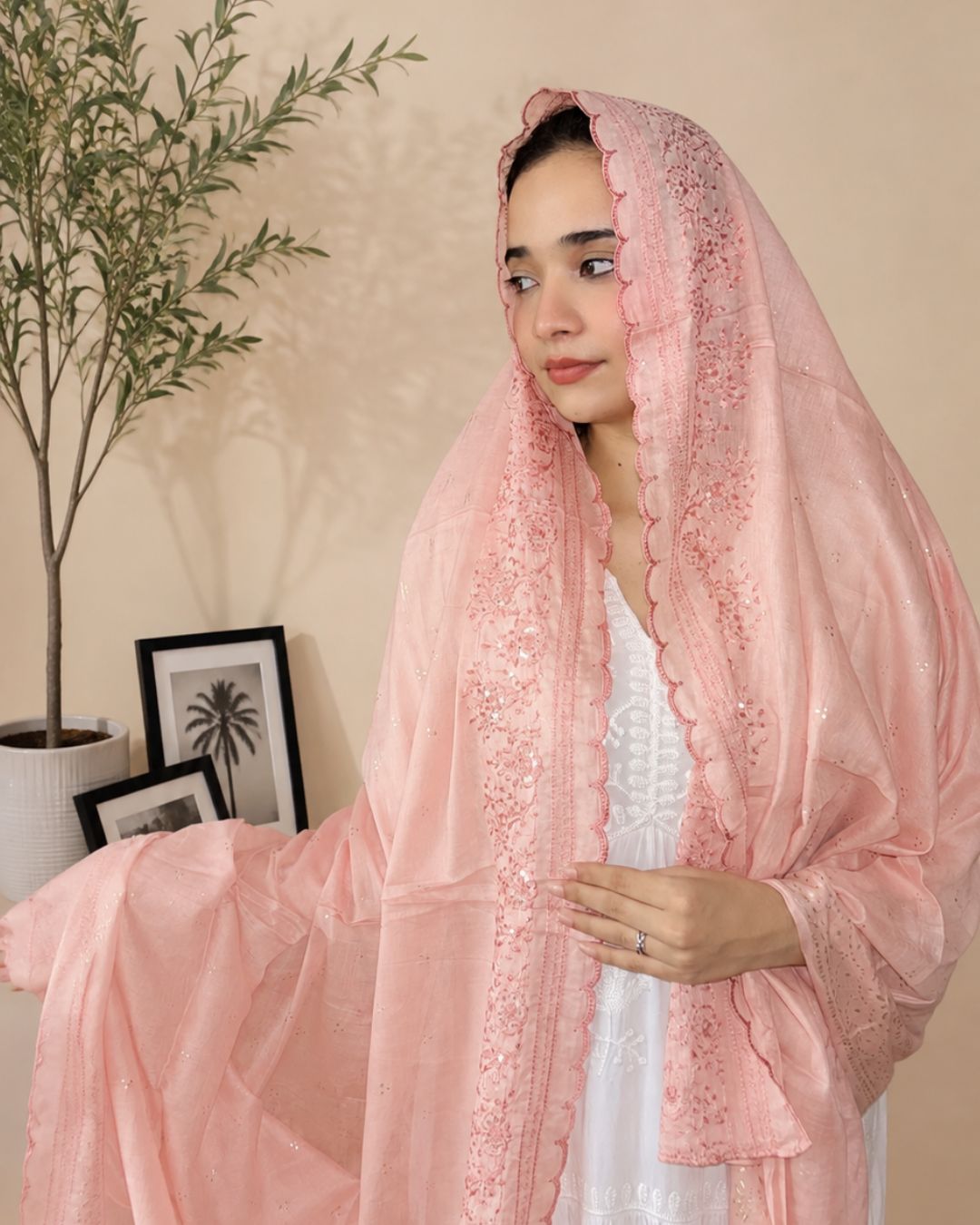 Londoni Shella Floral Embroidered Cotton Mal Mal Dupatta Set (9 Pieces | 9 Colours | 9 Embroidery Designs)