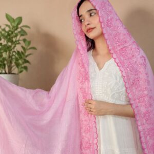 Londoni Shella Chikanwork Style Embroidered Cotton Dupatta Set (9 Pcs / 9 Colors)