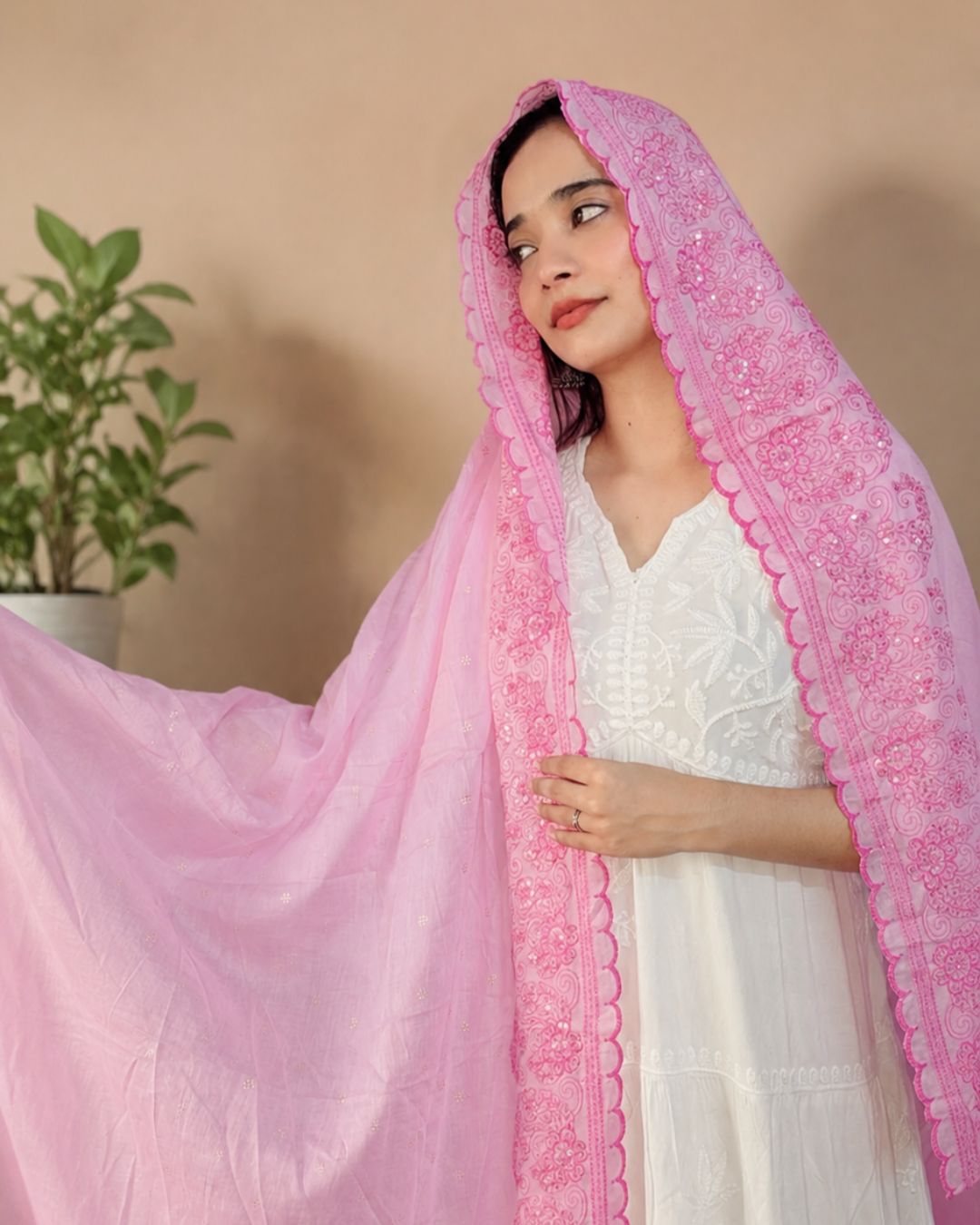 Londoni Shella Chikanwork Style Embroidered Cotton Dupatta Set (9 Pcs / 9 Colors)
