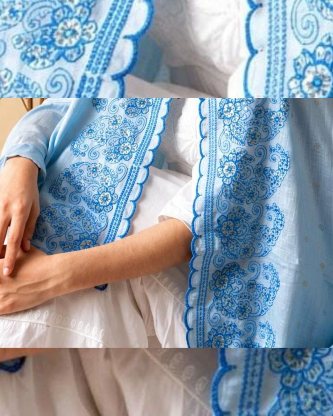 Londoni Shella All-Over Floral Jaal Embroidered Dupatta Set (9 Pieces | 9 Colours | 9 Designs) - Image 7
