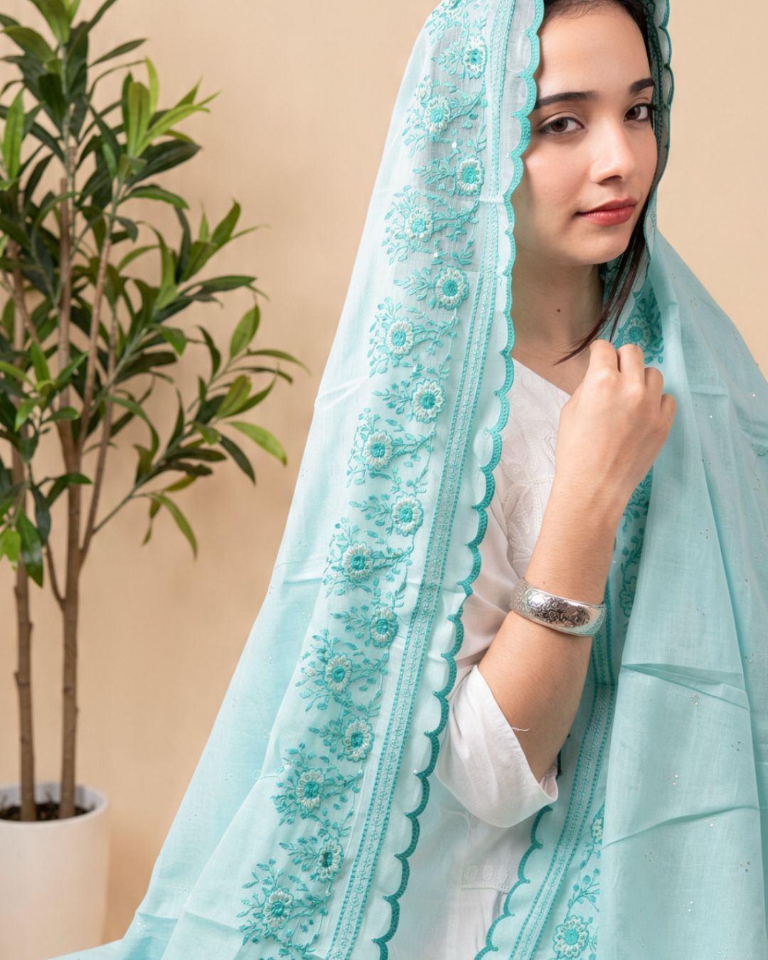 Londoni Shella Paisley Border Embroidered Mal Mal Dupatta Pack (9 Pcs / 9 Colors) - Image 8