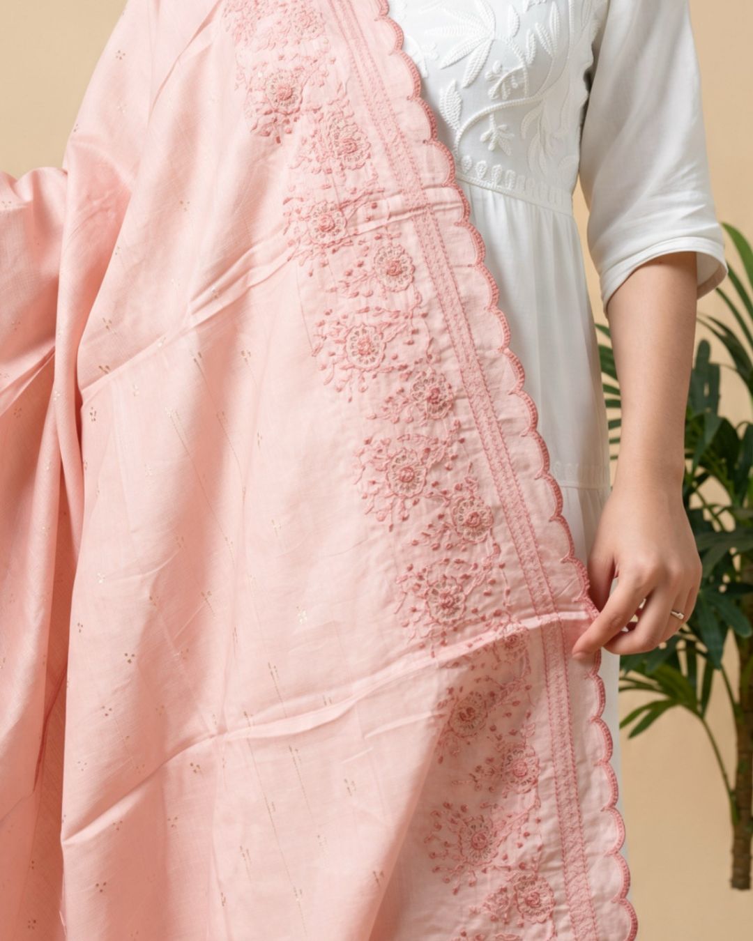 Londoni Shella Floral Embroidered Cotton Mal Mal Dupatta Set (9 Pieces | 9 Colours | 9 Embroidery Designs) - Image 2