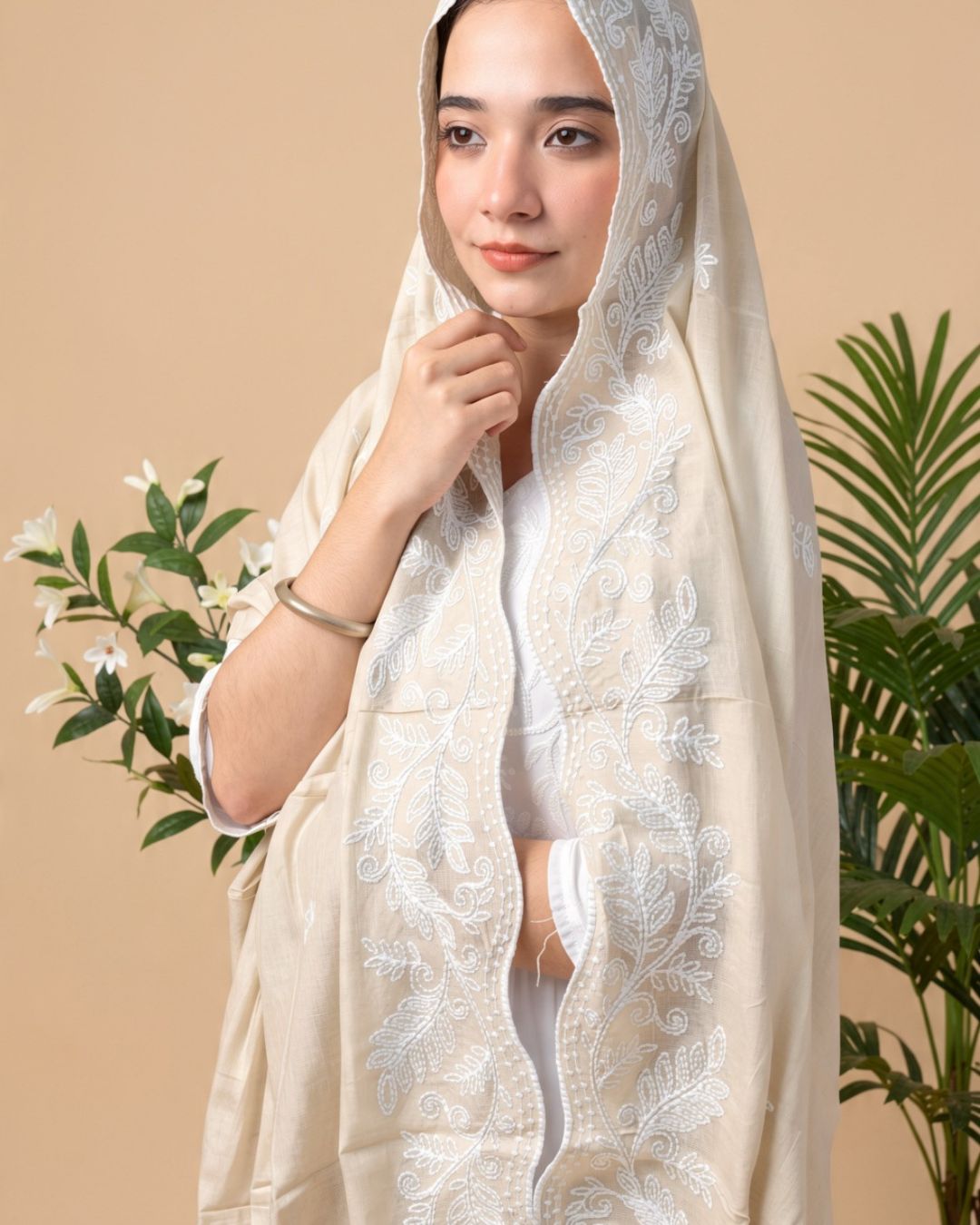 Londoni Shella Floral Embroidered Cotton Mal Mal Dupatta Set (9 Pieces | 9 Colours | 9 Embroidery Designs) - Image 8