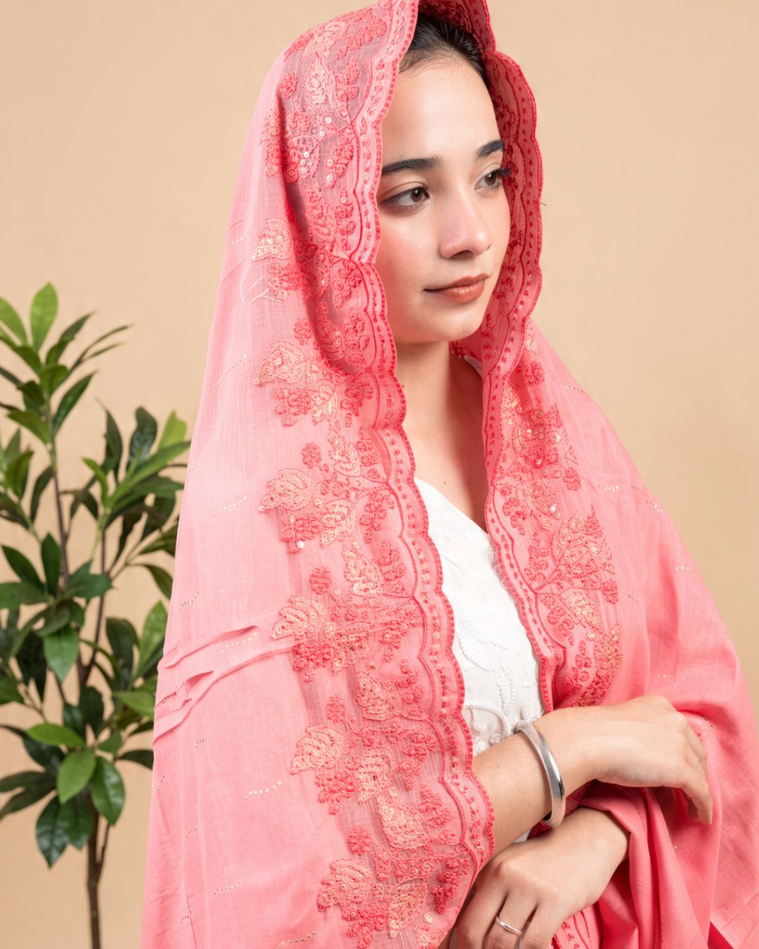 Londoni Shella Chikanwork Style Embroidered Cotton Dupatta Set (9 Pcs / 9 Colors) - Image 6