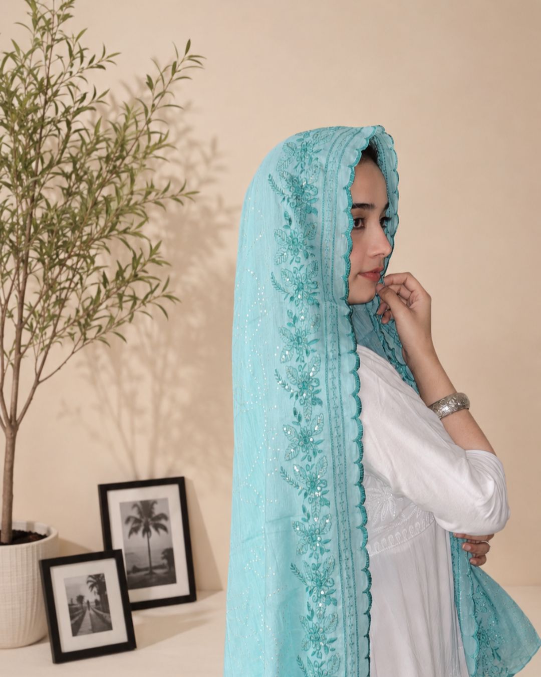 Londoni Shella Statement Border Embroidered Cotton Dupatta Set (9 Pcs / 9 Colors) - Image 5
