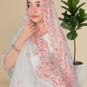 Londoni Shella Star Motif Embroidered Cotton Malmal Dupatta Set (9 Pcs / 9 Colors)