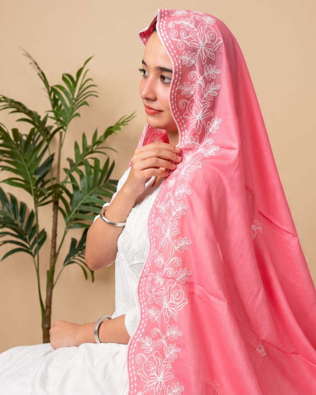 Londoni Shella Dual Motif Embroidered Malmal Cotton Dupatta Set (9 Pieces | 9 Colours | 9 Embroidery Designs)