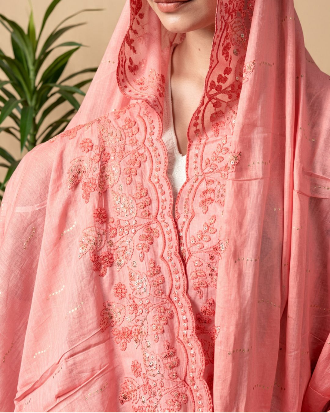 Londoni Shella Star Motif Embroidered Cotton Malmal Dupatta Set (9 Pieces | 9 Colours | 9 Embroidery Designs) - Image 5