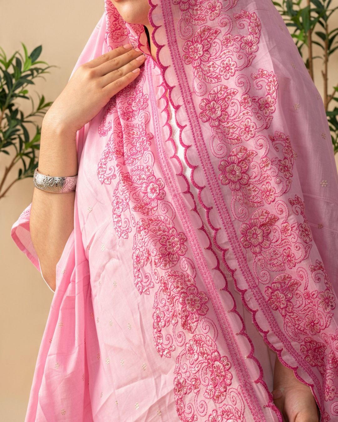 Londoni Shella Paisley Embroidered Malmal Cotton Dupatta Set (9 Pcs / 9 Colors) - Image 5