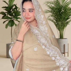 Londoni Shella Scalloped Embroidery Edge Cotton Malmal Dupatta Set (9 Pieces | 9 Colours | 9 Embroidery Designs )