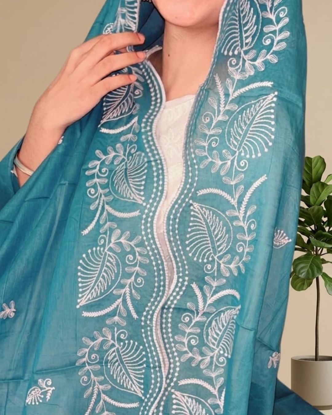 Londoni Shella Scalloped Embroidery Edge Cotton Malmal Dupatta Set (9 Pcs / 9 Colors) - Image 9
