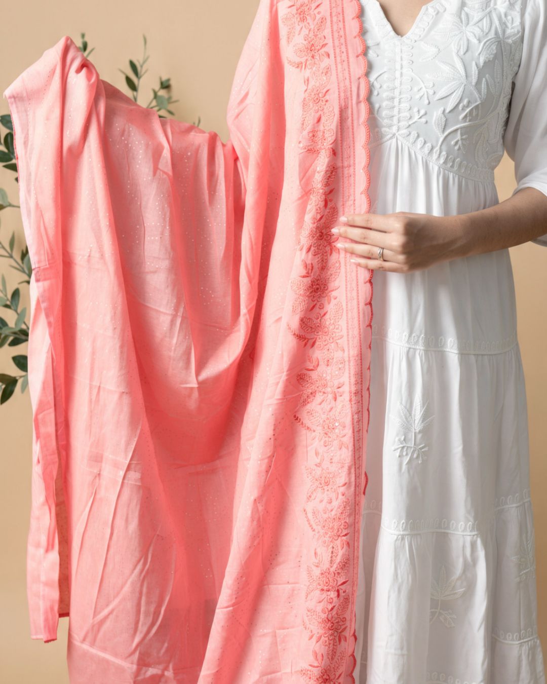 Londoni Shella Scalloped Embroidery Edge Cotton Malmal Dupatta Set (9 Pcs / 9 Colors) - Image 8