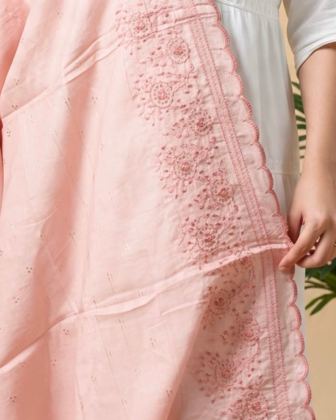 Londoni Shella Scalloped Embroidery Edge Cotton Malmal Dupatta Set (9 Pcs / 9 Colors) - Image 7