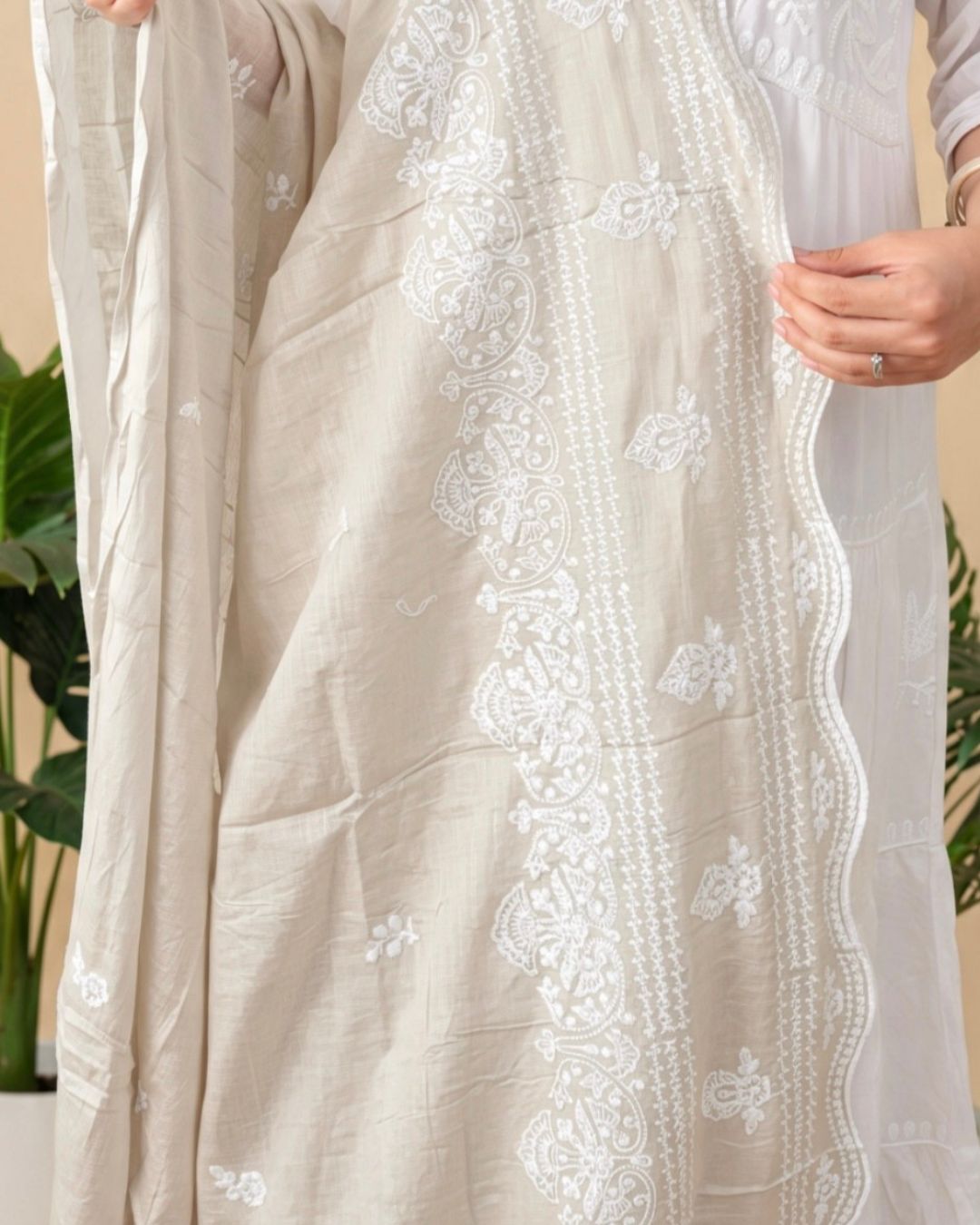 Londoni Shella Scalloped Embroidery Edge Cotton Malmal Dupatta Set (9 Pcs / 9 Colors) - Image 6