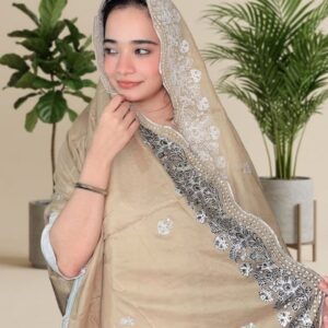 Londoni Shella Scalloped Embroidery Edge Cotton Malmal Dupatta Set (9 Pcs / 9 Colors)