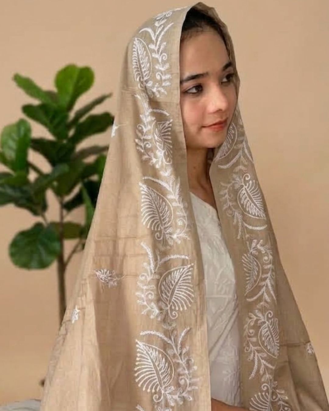 Londoni Shella Botanical Leaf Embroidered Cotton Dupatta Pack (9 Pieces | 9 Colours | 9 Embroidery Designs)