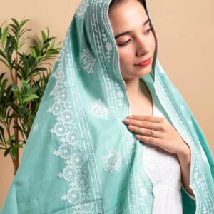 Londoni Shella Diamond Pattern Embroidered Cotton Dupatta Set (9 Pcs / 9 Colors)
