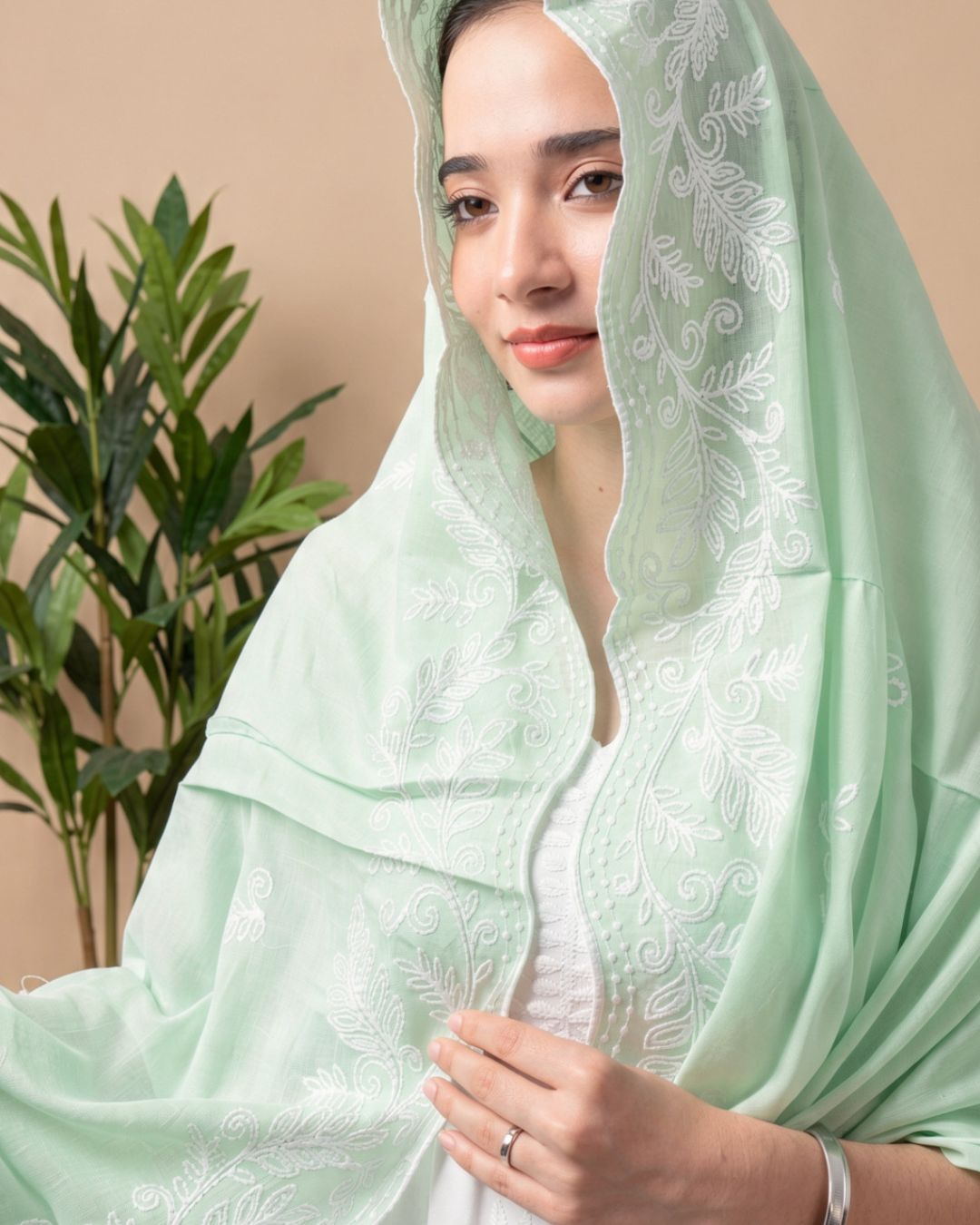 Londoni Shella Chikanwork Style Embroidered Cotton Dupatta Set (9 Pcs / 9 Colors) - Image 3