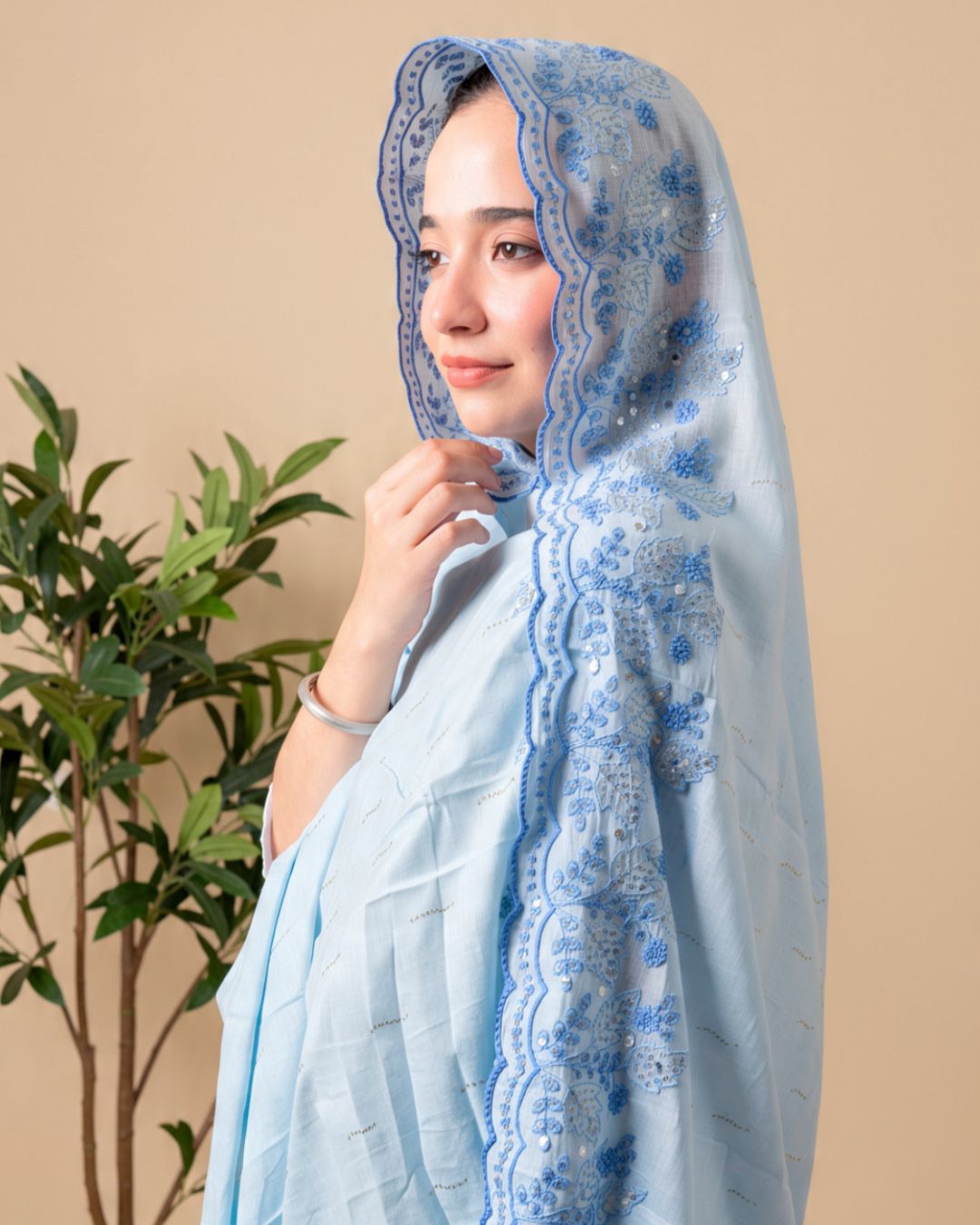 Londoni Shella Corner Medallion Embroidered Cotton Dupatta Pack (9 Pieces | 9 Colours | 9 Embroidery Designs)